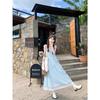 French First Love Blue Suspender Dress Women's Summer New Japanese Literary and Artistic Lazy Style Long Dress Slack