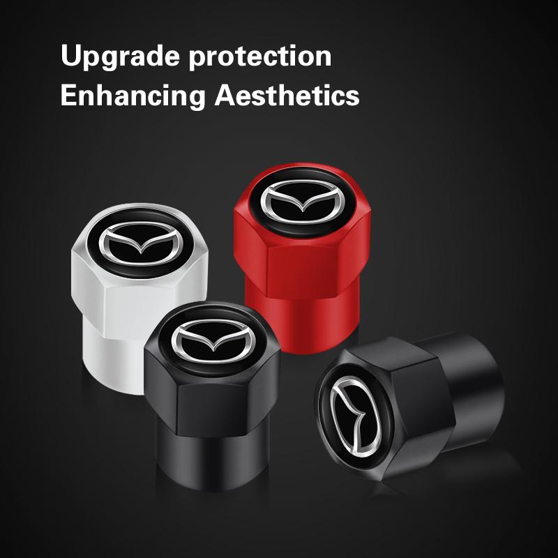 4 Stück Auto Aluminiumlegierung Reifenkappe Ventilkappe Zubehör für Mazda 3 6 CX5 2 CX3 CX9 MX5 RX8 Axela Demio Atenza MS
