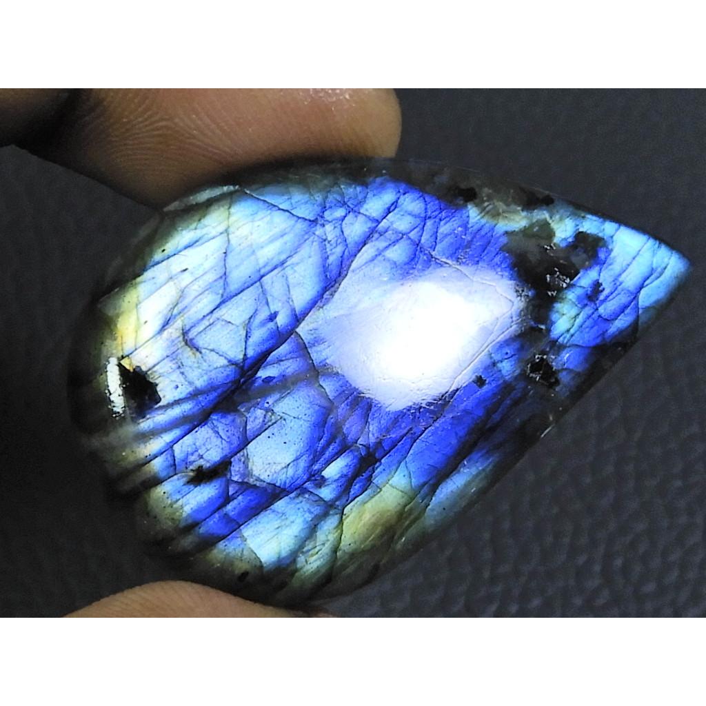 

95Cts. Natural Labradorite Blue Fire Pear Cabochon Loose Gemstone 29X46X09MM B-32`
