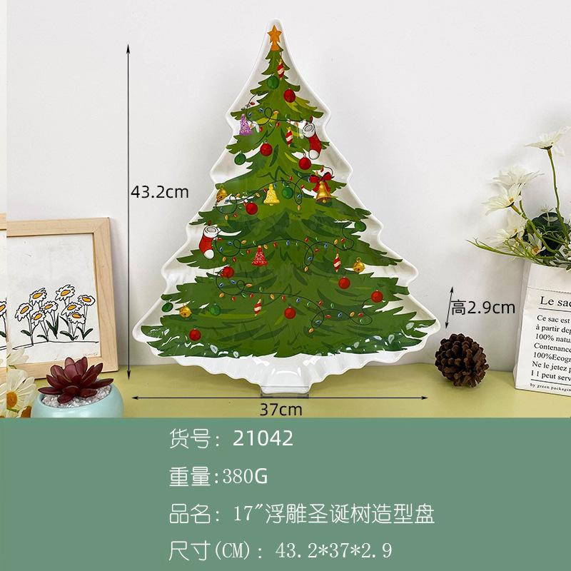Christmas Plastic Tableware Decoration Plates Christmas Trees Pumpkin Plates Snowman Shapes