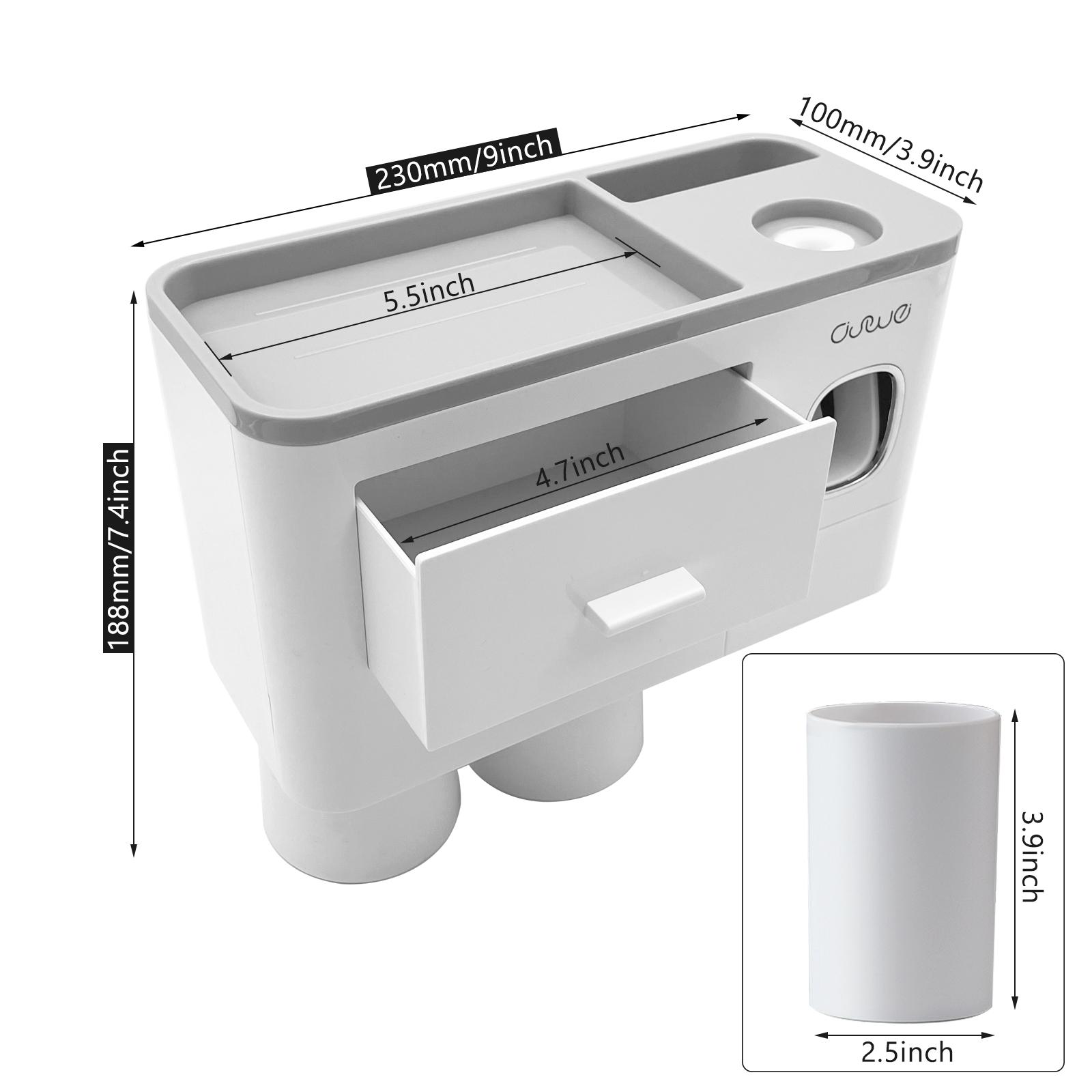 

Держатель для зубных щеток в ванной комнате, настенный стеллаж для хранения в ванной комнате, двойной автоматический дозатор зубной пасты с магнитными чашками белый