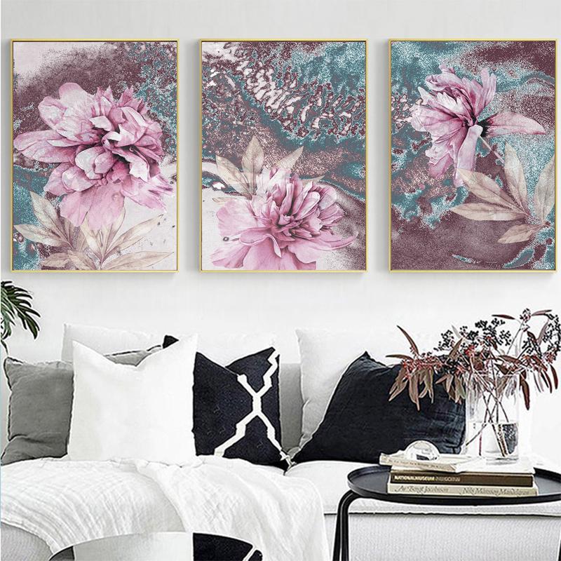 Wall Art Flower Posters and Prints Abstract Painting Scandinavian Poster Nordic Style Decorative Pictures for Living Room Decor