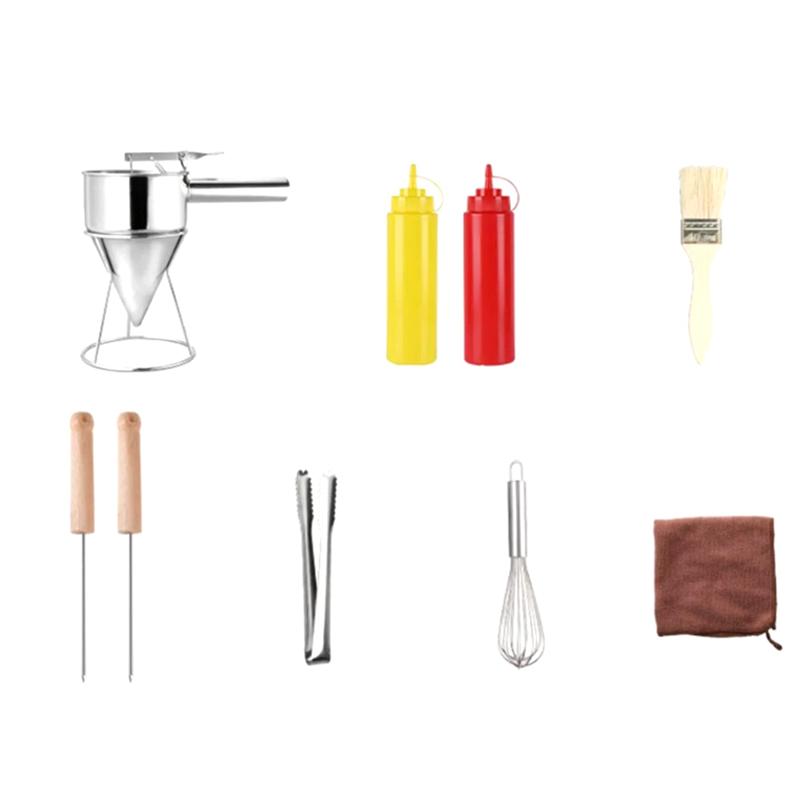 

AEE2-10 PCS Octopus Ball Liquid Funnel Set Cooking Funnel With Handle Spice Octopus Ball Tool With Rack Funnel