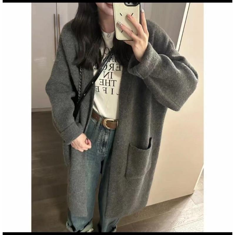 

Новинка начала осени, серый кардиган-жакет в стиле ретро, средней длины, из мягкого вязаного полотна, для женщин, на весну и осень One Size