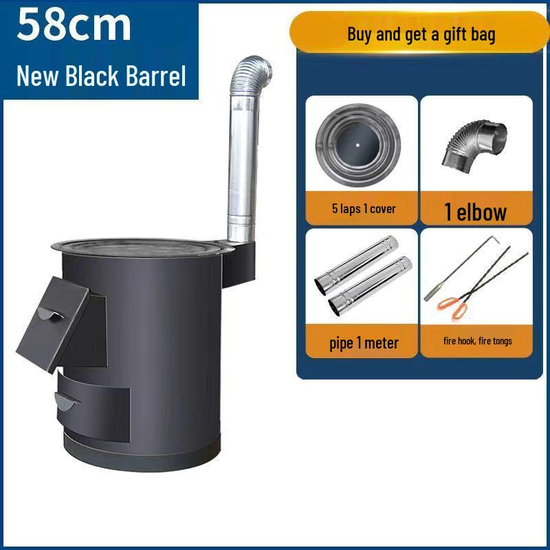 Tragbarer rauchloser Holzofen für den ländlichen Gebrauch: Energieeinsparender, Großer Gusseisentopf für den Haus- & Hofgebrauch