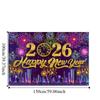 Shiny 2026 New Year Backdrop Banner Black Gold Celebration Banner  Outdoor Party