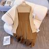 Plus-size Women's Faux Two-piece Dress, Casual and Slimming, Sweet Style, Suitable for Spring and Autumn Seasons.