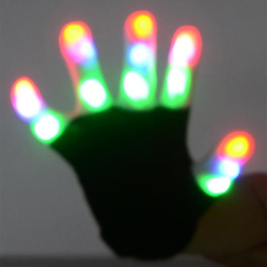 1 Paar Leuchtende Handschuhe LED Leuchtende Fingerhandschuhe mit 7 Farb-Dynamik-Lichtmodus Atmungsaktive Blinkende Rave Party Handschuhe für Erwachsene Jugendliche