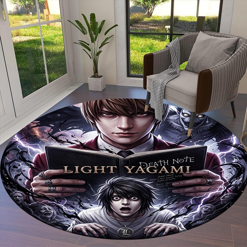 Death Note Round Area Rug Carpet Rug For Living Room Bedroom Sofa Playroom Decor Nonslip Floor Mat