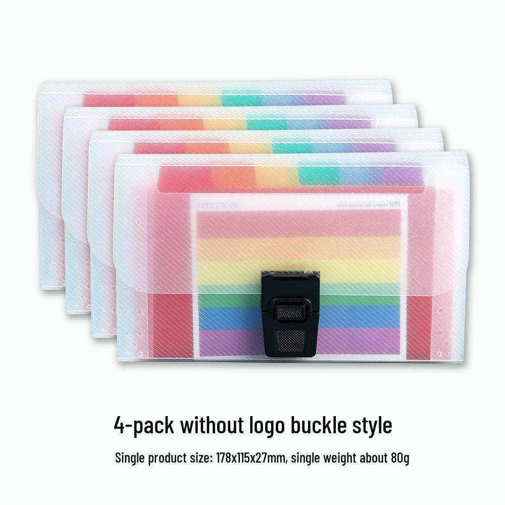 Rainbow 13-Compartment Mini Accordion Folder - A6 Multi-layer Document and Receipt Organizer with Snap Button Closure.