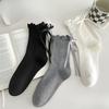 Female Spring and Autumn New Sweet Pure Color Lace Bow Ballet Wind Tube Cotton Socks