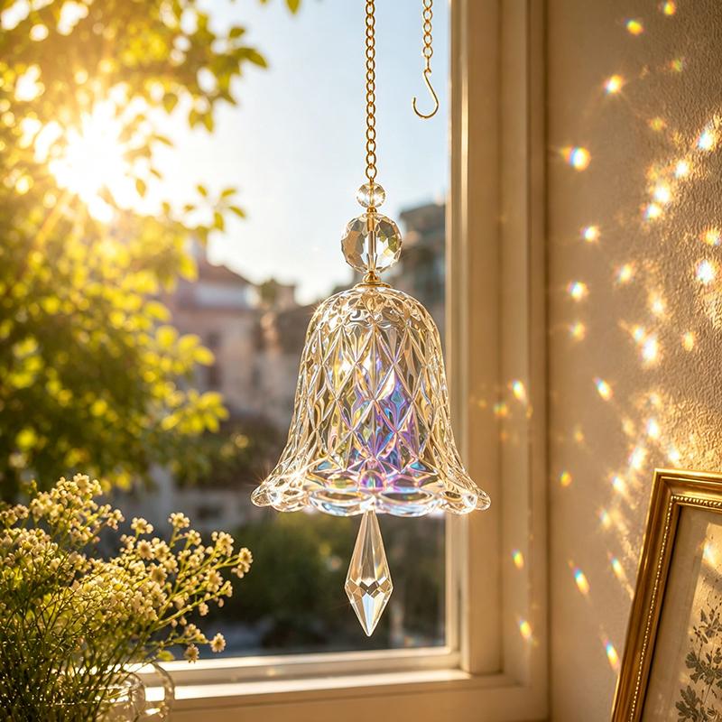 Elegant Krystal Vindklokke Glas Klokke Solfanger Hængende Dekoration Til Hjem Have Julegaveidé Krystal Klokke Vindklokke