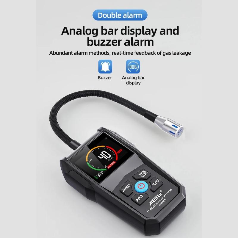 Professioneller Brenngasdetektor-Analysator 50000 PPM 100% LEL Gasleckdetektor LCD-Bildschirm Ton- und Lichtalarm Gasanalysator CH4 C2H2 C6H6 C2H5OH