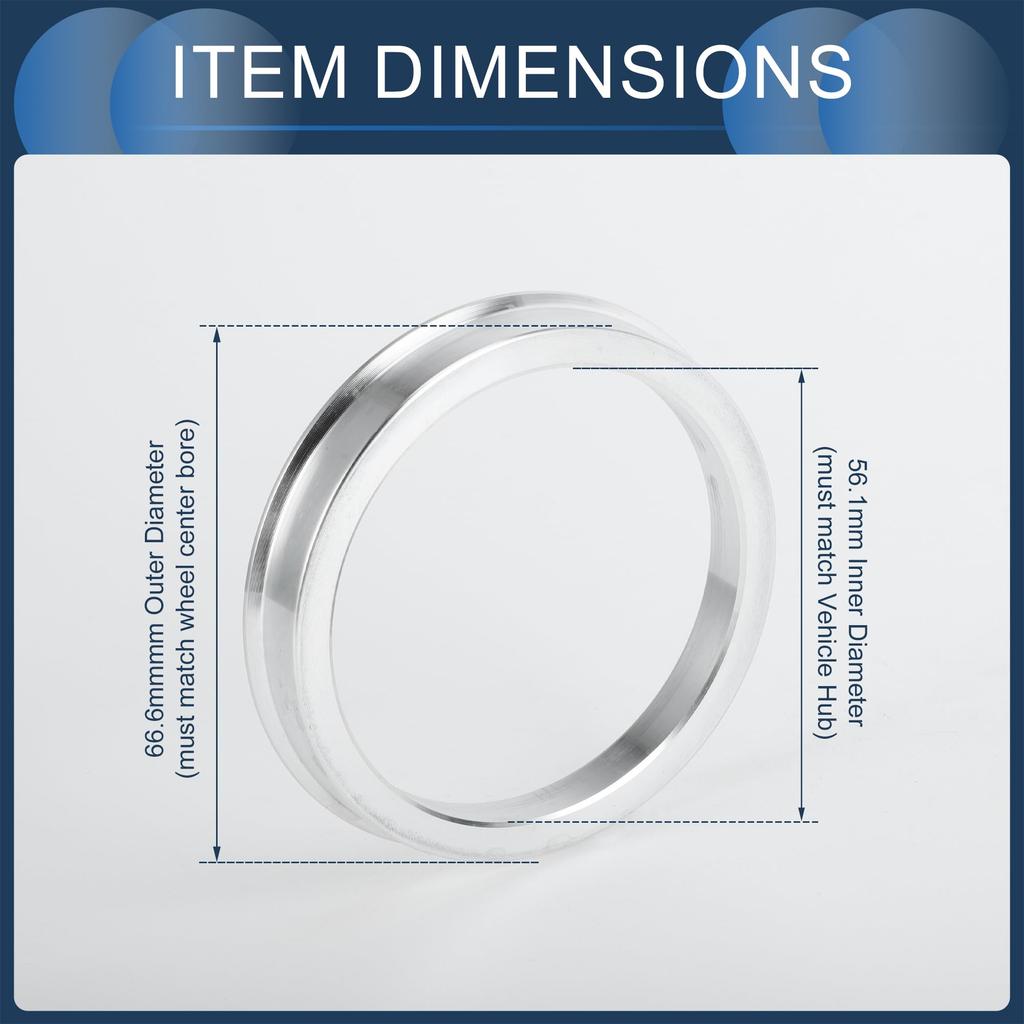 INFINAUTO Hub Centric Rings 56.1mm Inner To 66.6mm OD Car Wheel Hub Rings Aluminum Alloy 4pcs