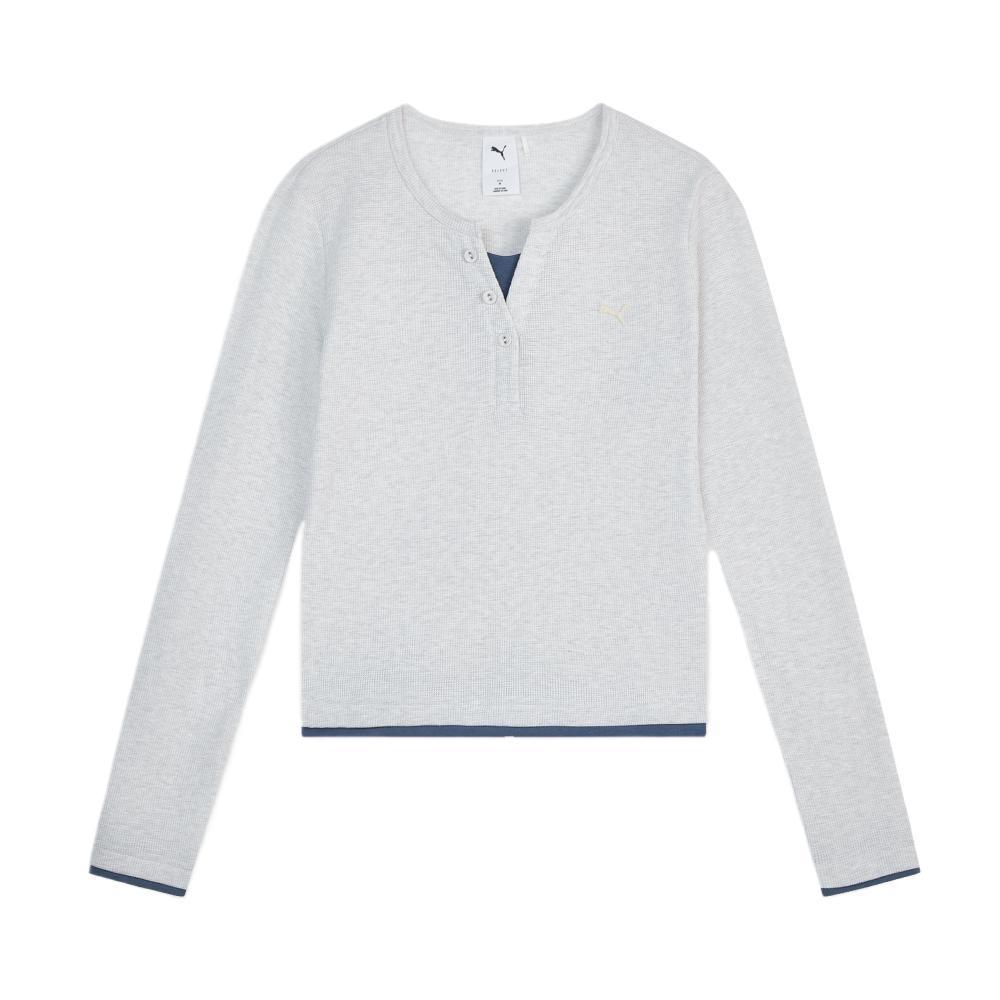 Puma R.Essentials Urban Outdoor Relaxed Commuter Waffle Comfortable Breathable Regular Sleeve Long Sleeve Women tops White 638589-05