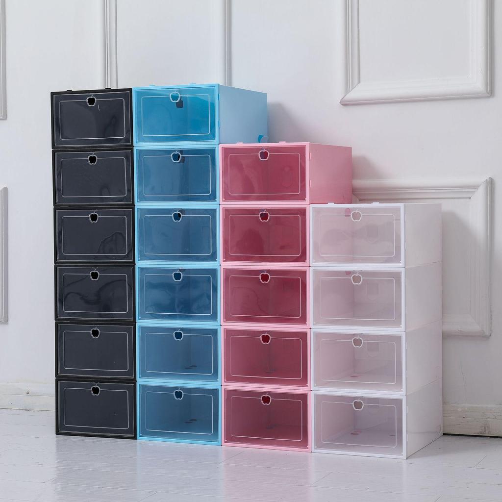 Transparent Modular Shoe Storage Box for Home - Dustproof Plastic, Unisex