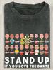 Mens  Womens Funny Dart Lovers 230g Washed Tshirt  Stand Up If You Love The Darts Graphic Tee  Soft Breathable Fabric  Stretchable Casual Shirt