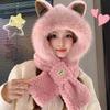Sombrero de Peluche con Orejas de Conejo y Bufanda Para Mujer Estilo Invierno Lindo Grueso Cálido Protector de Orejas Sombrero Lei Feng