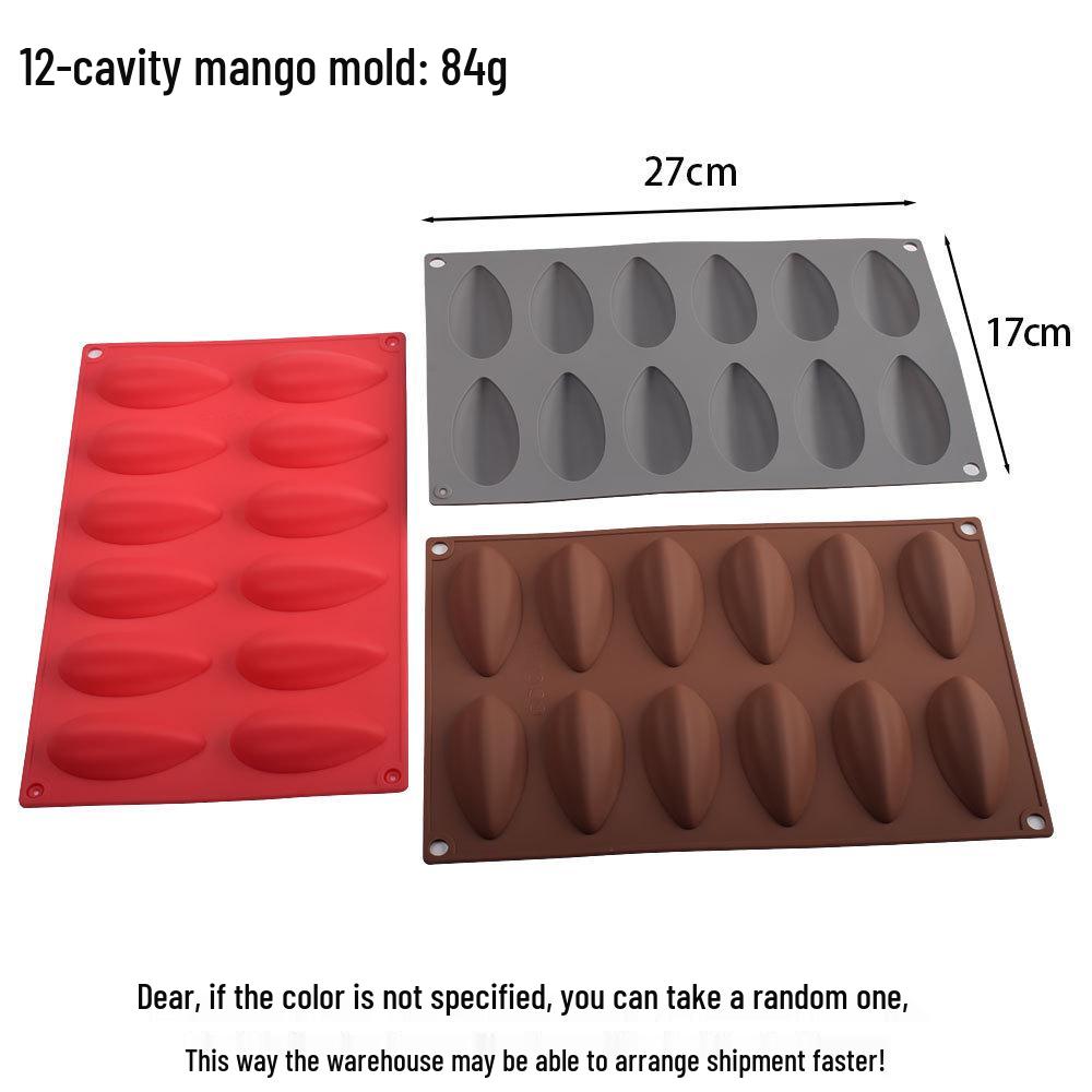 

12-Cavity Silicone Mold for Mango Chocolate, Cake, Cookie, Mousse, Pudding, Dessert - Easy Release Baking Tools Gray