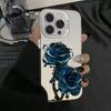 Luxury Ice Blue Rose Electroplate Silver IMD Case For Redmi 12 13C For  Redmi Note 13 12 11 10 Pro Plus 12S 11S Back Cover