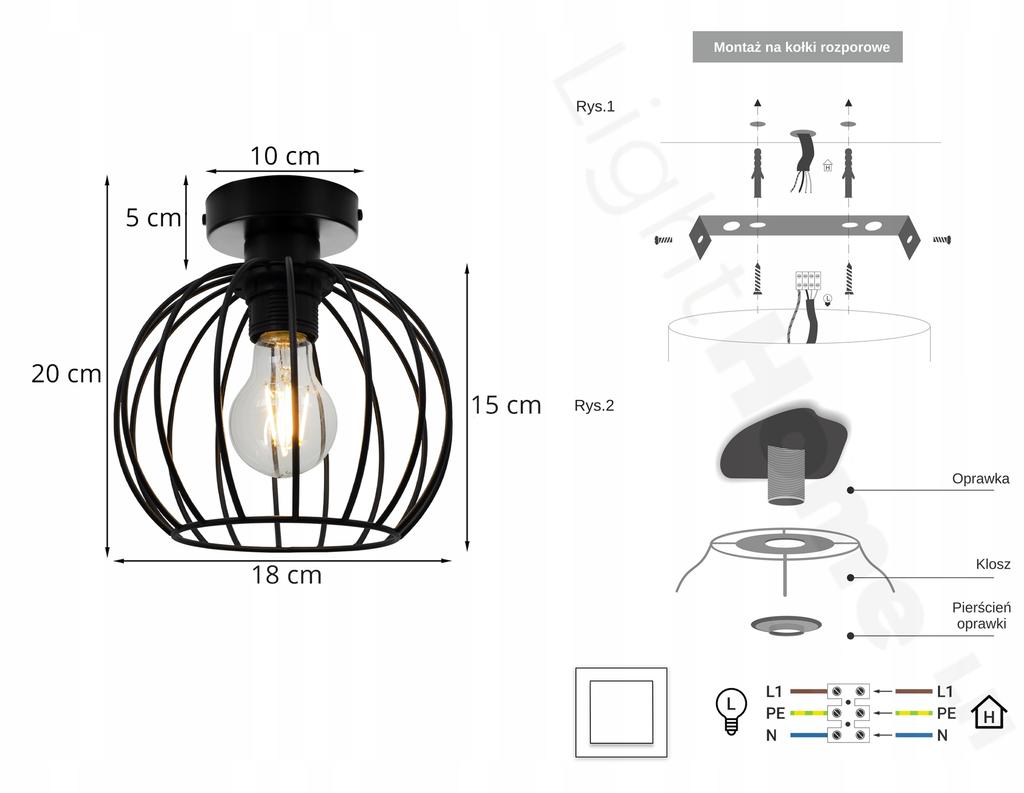 LOFT CEILING LAMP WIRE EDISON RETRO LED