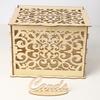 DIY Wedding Card Box Wooden Couple Money Boxes with Lock Hollow Floral Pattern Wedding Decor Gift Envelope Birthday Supplies
