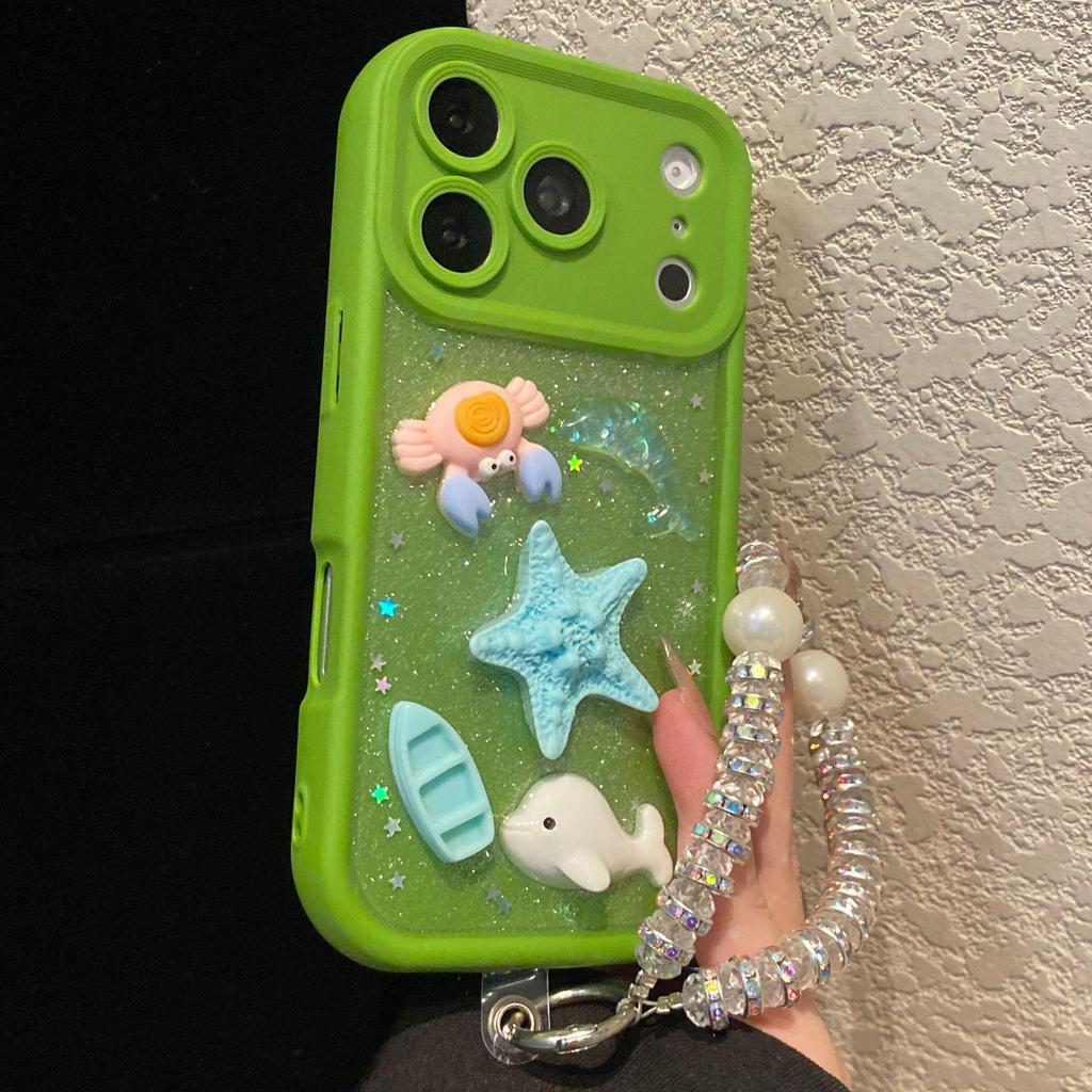 Ocean 3D Doll Phone Case with Chain for Apple 14/15Pro/16/17ProMax