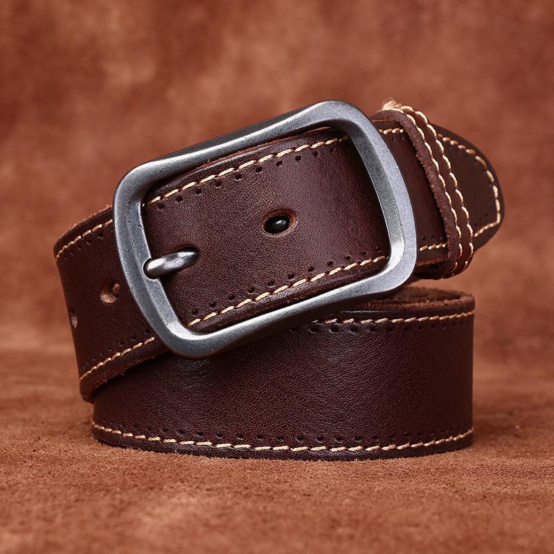 Belt Men's Handmade Washed-out Vintage Distressed Youth Leather Pin Buckle First Layer Pure Cattlehide Leisure Jeans Belt