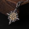 European and American Men's Viking Compass Rune Titanium Steel Pendant Fashion Domineering Stainless Steel Pendant Necklace Jewelry Accessories