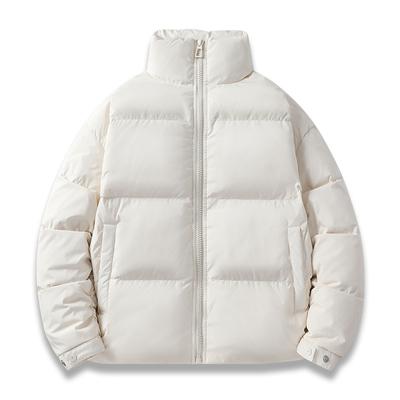Casaco de inverno masculino solto gola alta quente jaqueta de penas casal casual americano cor sólida simples casaco pão roupa masculina