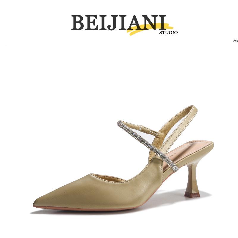 BEIJIANI A3289-46 Strasskette Einriemen Peep-Toe Stilettoabsätze