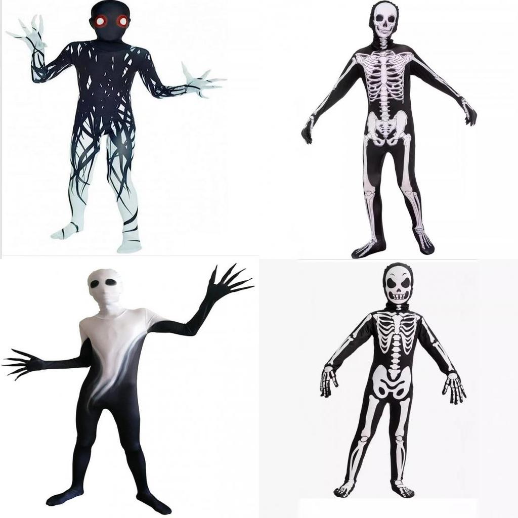 Tuta Intera da Cosplay Scheletro di Halloween con Stampa Digitale per Bambini Role Play