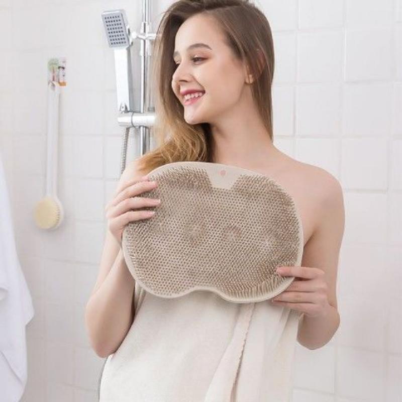 Exfoliating Shower Massage Scraper Bathroom Non-slip Bath Mat Back Massage Brush Silicone Foot Wash Body Cleaning Bathing Tool