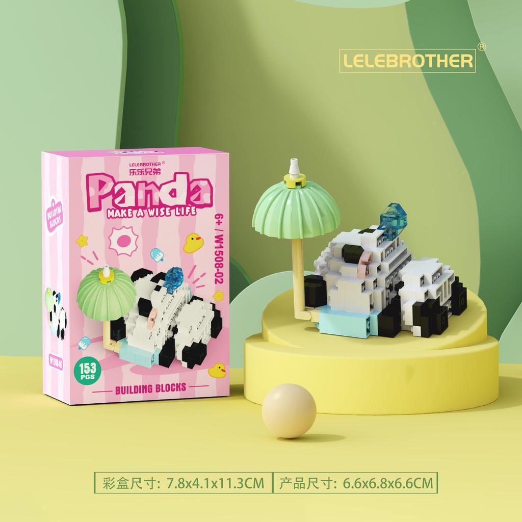 New cartoon building blocks cute pandas flowers, menglan dolls puzzle building blocks Table ornaments boys girls birthday gifts