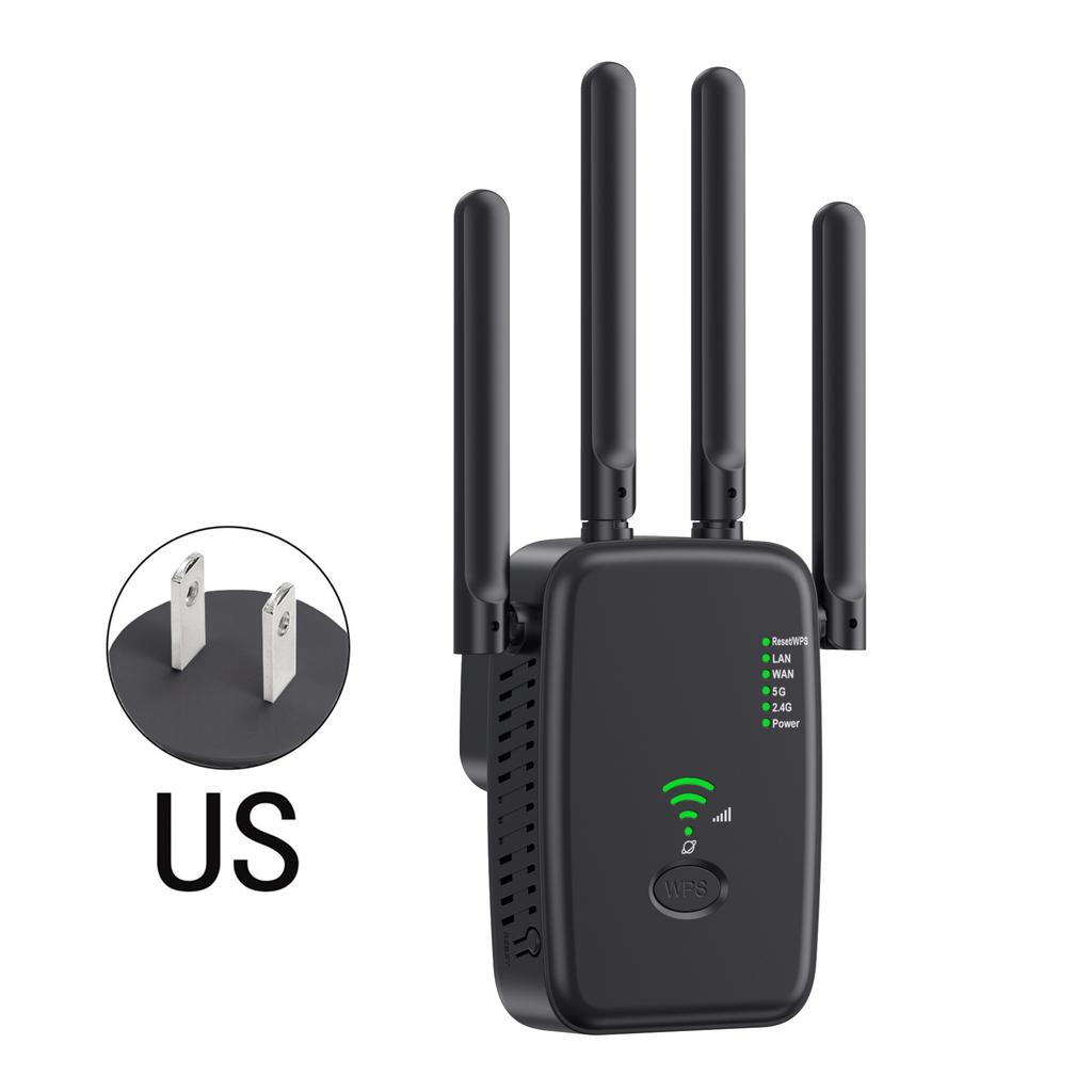 1200M WiFi Extender, Dual Band 5G/2.4G Signal Booster, Wireless Repeater for Home Router, US/EU Plug