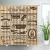 Vintage Old Newspaper Shower Curtains France Paris Tower Periodic Table Bath Curtain Retro Fabric Print Home Bathroom Decor Sets