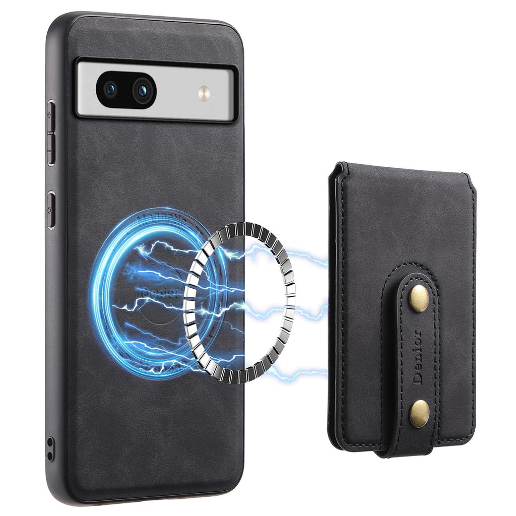 DENIOR D14 For Google Pixel 7a Magnetic Case 2 In 1 Detachable Card Bag PU+PC+TPU Phone Cover