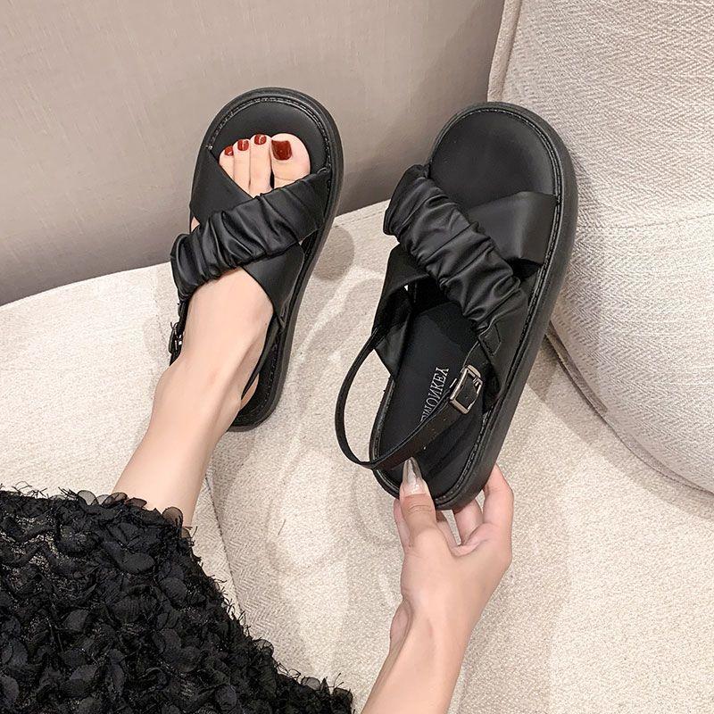 Popular French Flat-soled Sandals Women's Summer Fashion with Skirts, New Fairy Small Fragrant Versatile Roman Shoes