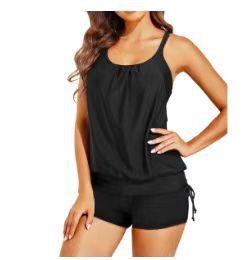 New split swimsuit women s vest conservative split two-piece tankini suit S