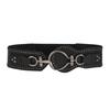 Fashion Color Solid Large Circular Buckle And Rivet Design Women Wide Waistband