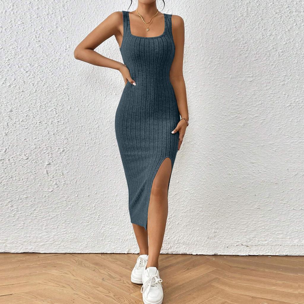 Women's Fashion Color Sleeveless Dress