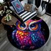 Owl Artwork Round Area Rug,Carpet Rug for Living Room Bedroom Sofa Playroom Decor,Non-slip Floor Mat