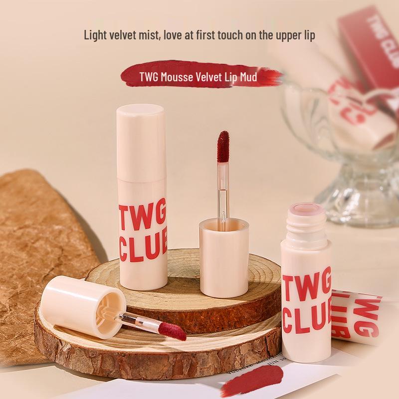 TWG Velvet Mousse Matter Lippenstift - Nicht-Klebender, Nicht-Verblassender Lipgloss für Studenten
