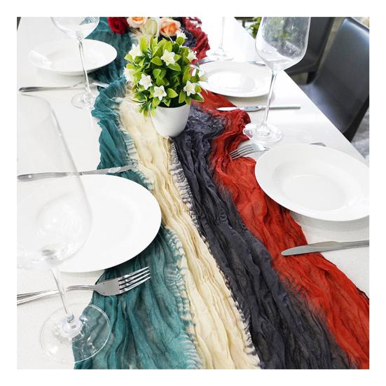 6Ft Cheesecloth Table Runner Bohemian Table Runner Farmhouse Table Runner for Wedding Holiday Birthday Bridal Shower Party One Size C