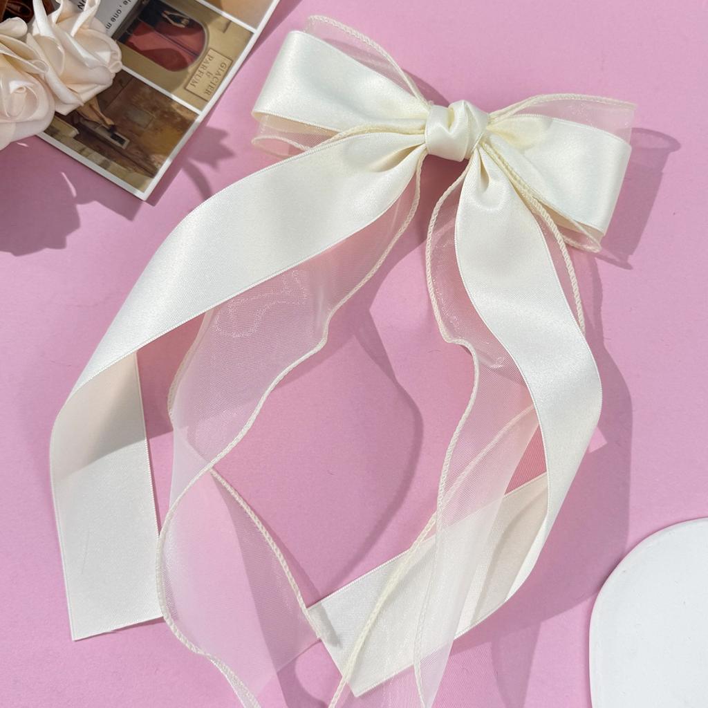 Super Fairy Mesh Bow Ribbon Hair Clip, Fashionable Temperament, High-end Feeling, Back of the Head Spring Clip