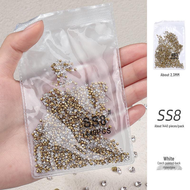Pointed Bottom Czech Rhinestones for Nail Art - Glass Transparent Accents for Nail Decorations
