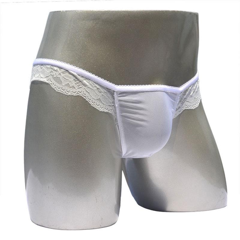 Men's Sexy Underwear Transparent Breathable Mesh Briefs Lace Soft Underpants