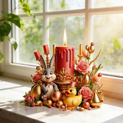 Easter Candle Bunny Table Sign 2D Flat Acrylic Egg Flower Rabbit Decoration Home Living Room Spring Easter Holiday Party Tabletop Ornament