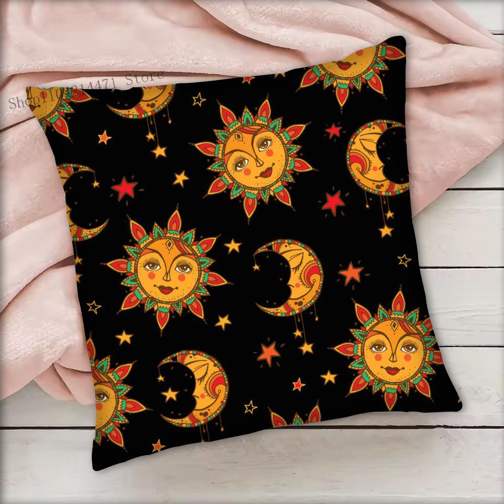 1pc Tarot Card God Sun Face Moon Pillow Case Square Bedroom Sofa Leisure Comfort Cushion Car Living Room Home Decoration