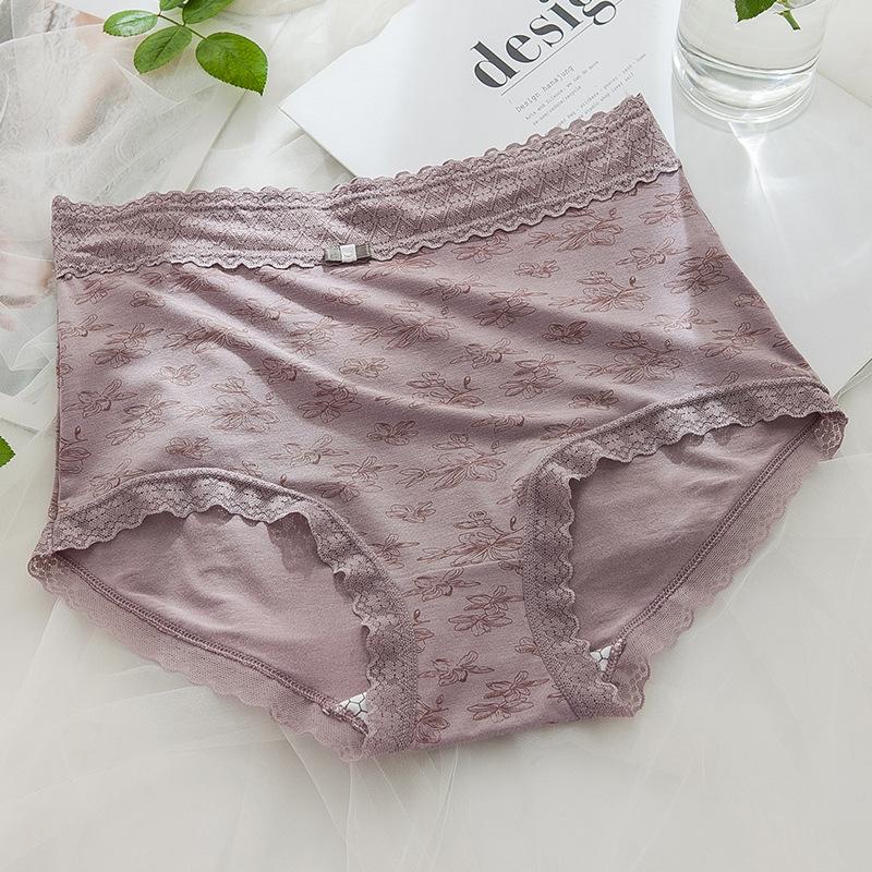 

Кружевные трусы с принтом, нижнее белье с высокой талией для женщин, полностью из хлопка, сексуальное женское компрессионное белье, бесшовные треугольные трусики XL